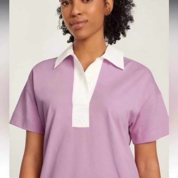 Everlane Polo Dress Organic Cotton Preppy Tenniscore XS Pink/White - Picture 3 of 15